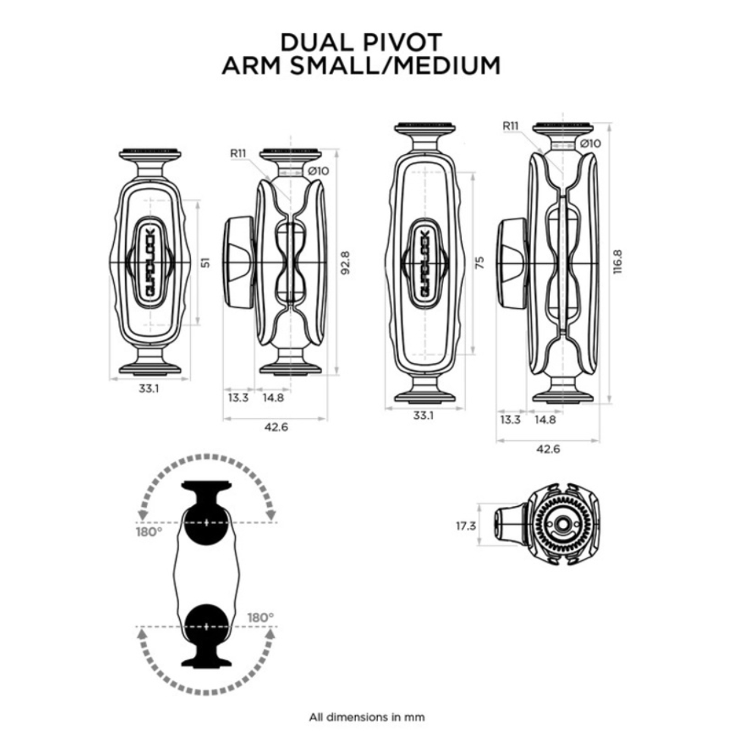 Braço Pequeno Quad Lock 360  2