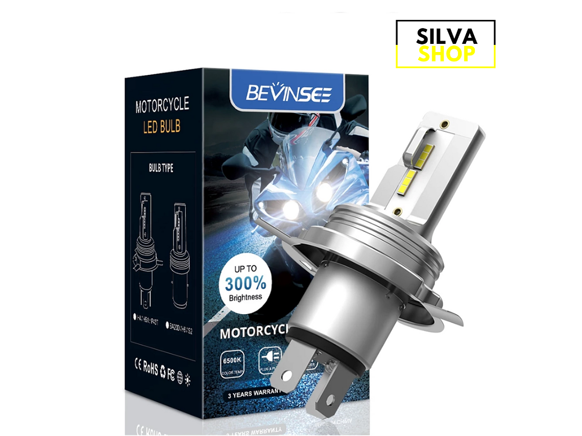 Lâmpada LED H4 para Mota 6000K Branco 1