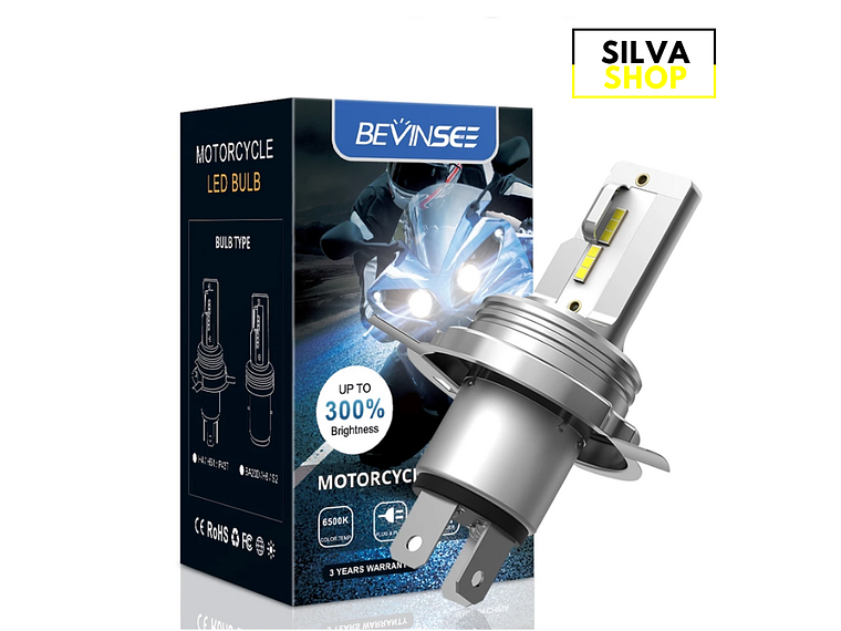 Lâmpada LED H4 para Mota 6000K Branco 1