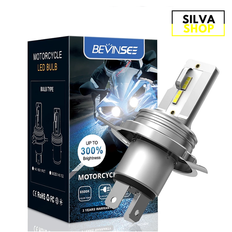 Lâmpada LED H4 para Mota 6000K Branco 1