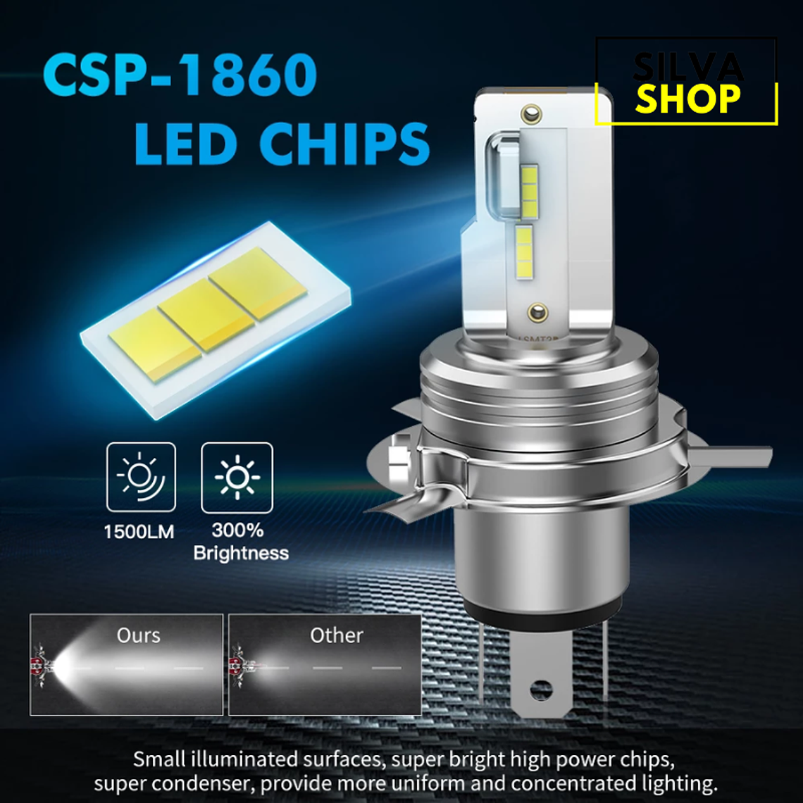 Lâmpada LED H4 para Mota 6000K Branco 4