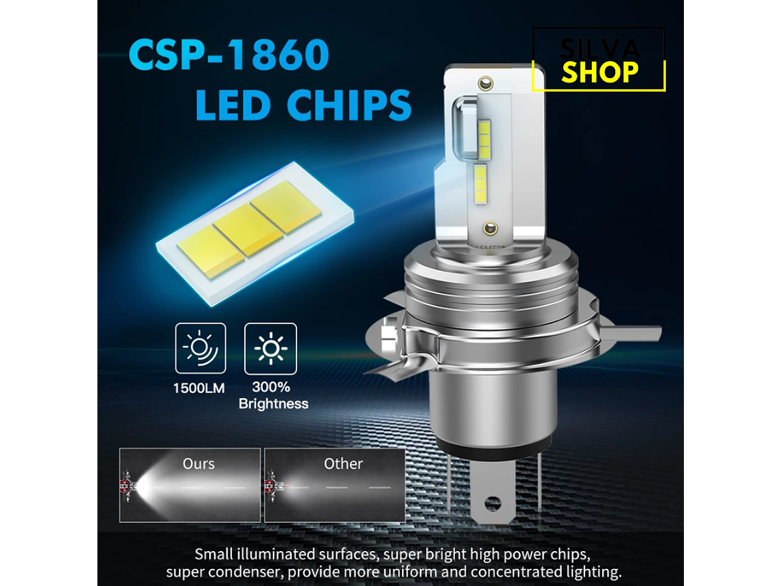 Lâmpada LED H4 para Mota 6000K Branco 4