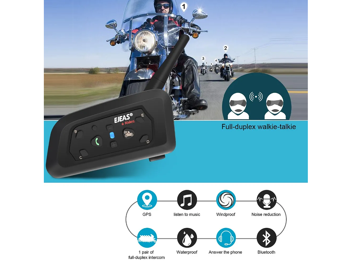 Intercomunicadores para Mota Ejeas V6 Pro + (Kit 2 Unid.) 2