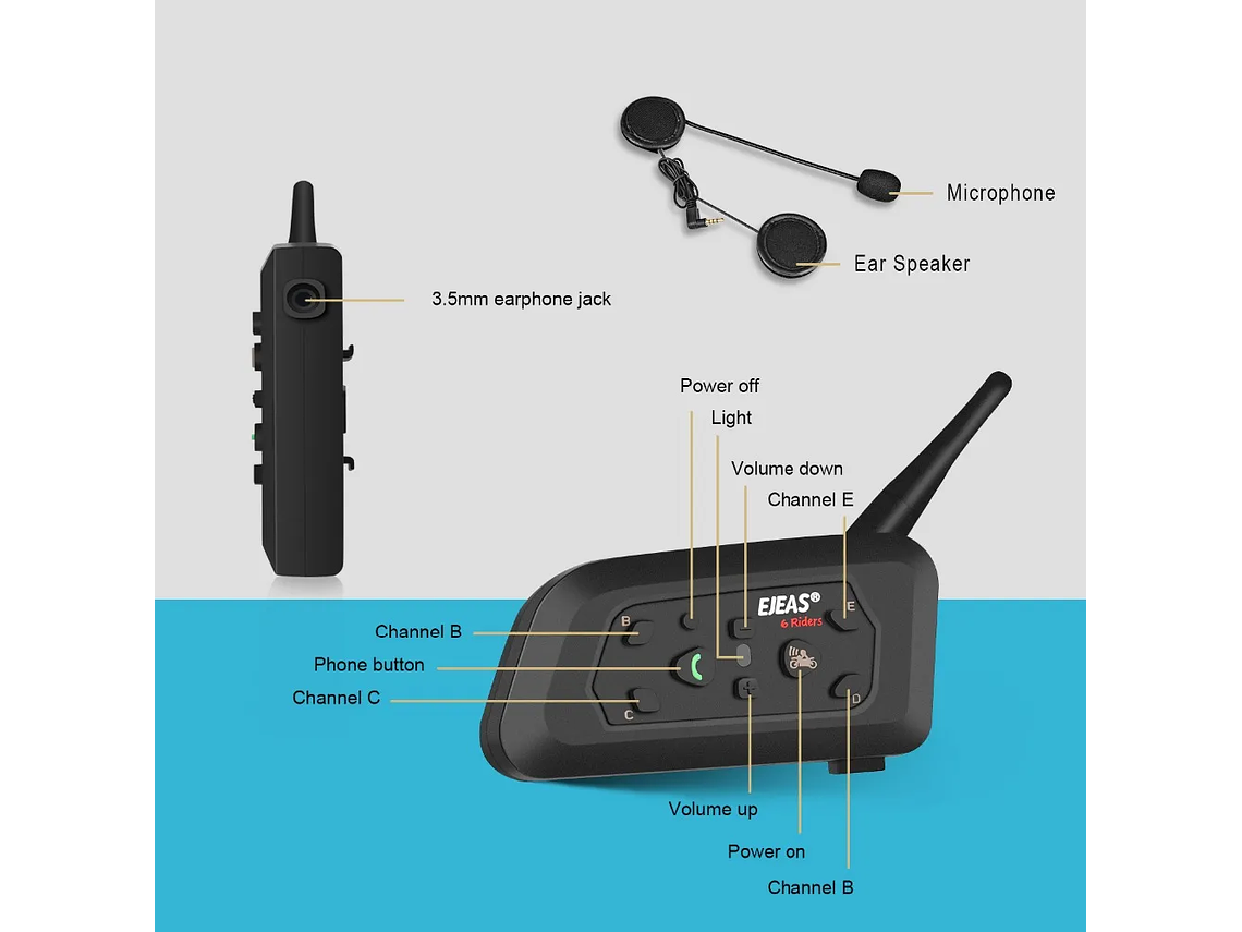 Intercomunicadores para Mota Ejeas V6 Pro + (Kit 2 Unid.) 3