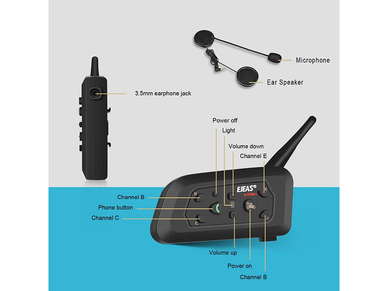 Intercomunicadores para Mota Ejeas V6 Pro + (Kit 2 Unid.) 3