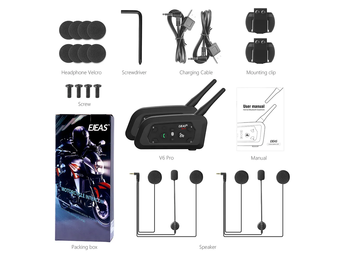 Intercomunicadores para Mota Ejeas V6 Pro + (Kit 2 Unid.) 4