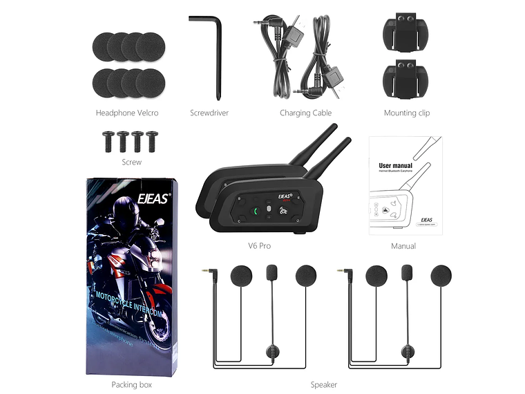 Intercomunicadores para Mota Ejeas V6 Pro + (Kit 2 Unid.) 4
