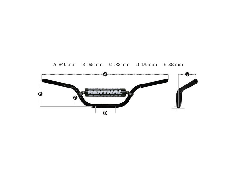 Guiador Renthal Vintage Alto c/ Protetor (Prateado)  2
