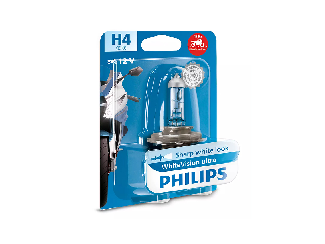 Lâmpada H4 Whitevision Ultra Moto - Philips  1