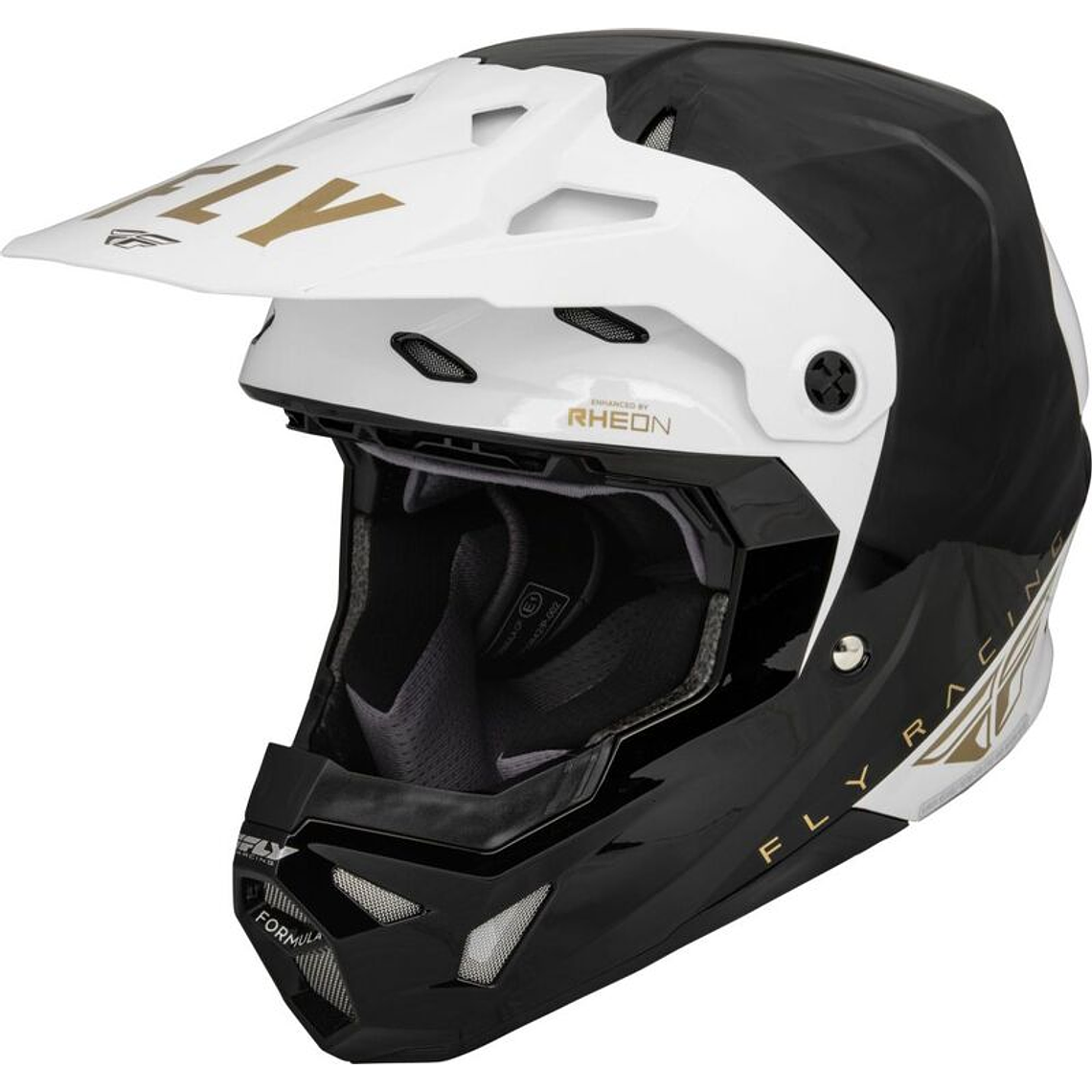 Capacete Fly Racing CP Slant Helmet (Preto/Branco/Dourado)  1