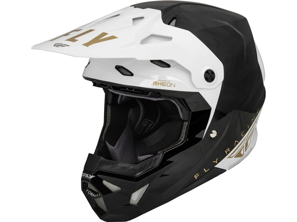Capacete Fly Racing CP Slant Helmet (Preto/Branco/Dourado)  1