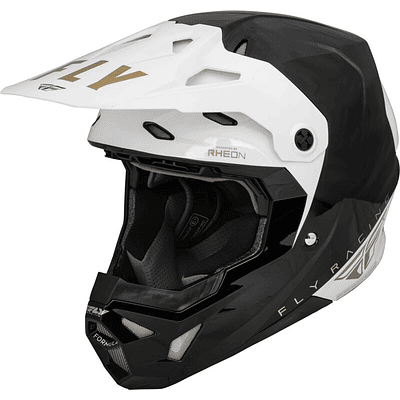 Capacete Fly Racing CP Slant Helmet (Preto/Branco/Dourado) 