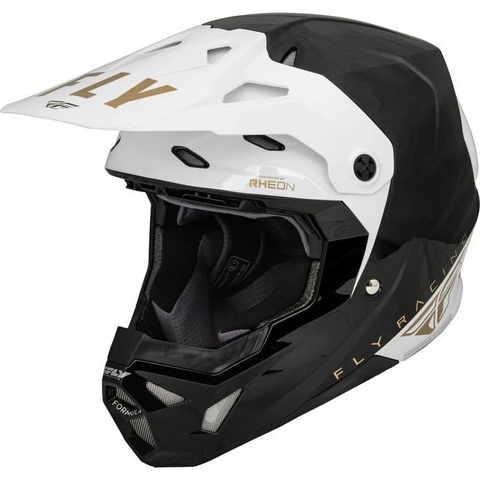 Capacete Fly Racing CP Slant Helmet (Preto/Branco/Dourado)  1