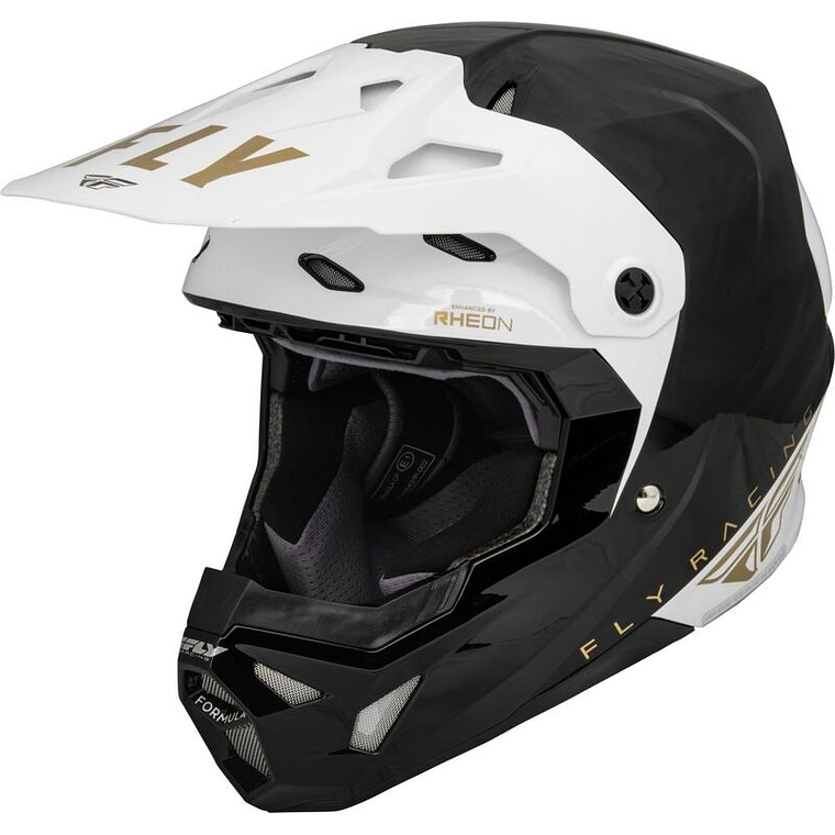 Capacete Fly Racing CP Slant Helmet (Preto/Branco/Dourado)  1