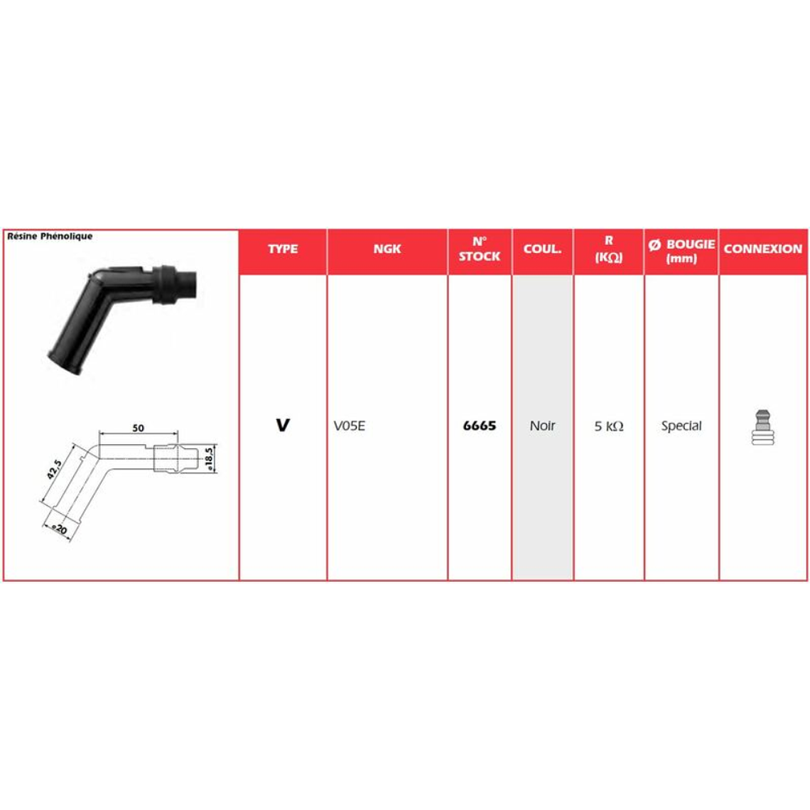 Cachimbo de Vela de Ignição NGK V05E - 6665 2