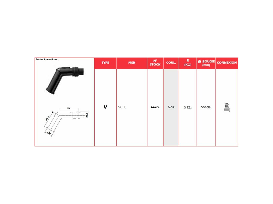 Cachimbo de Vela de Ignição NGK V05E - 6665 2