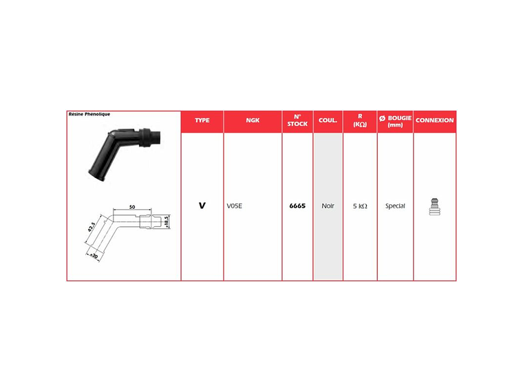 Cachimbo de Vela de Ignição NGK V05E - 6665 2