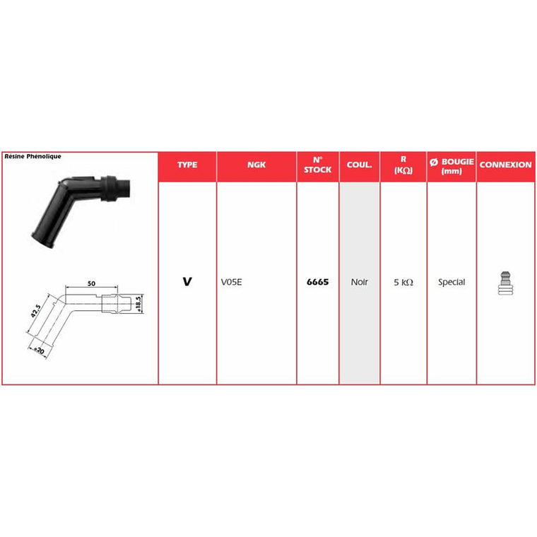 Cachimbo de Vela de Ignição NGK V05E - 6665 2