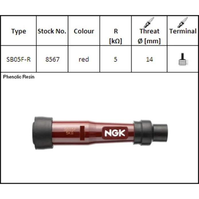 Cachimbo de Vela de Ignição NGK SB05F-R - 8567 1