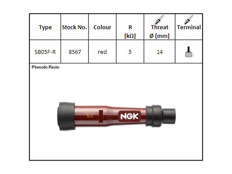 Cachimbo de Vela de Ignição NGK SB05F-R - 8567 1