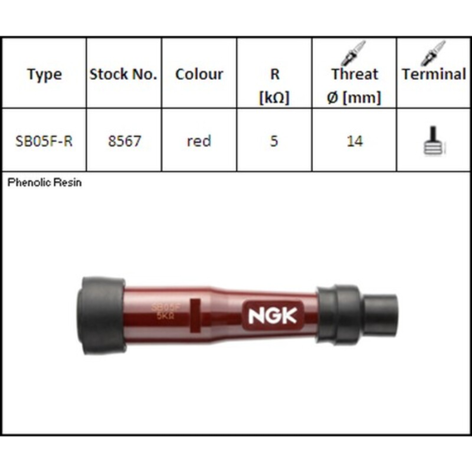 Cachimbo de Vela de Ignição NGK SB05F-R - 8567