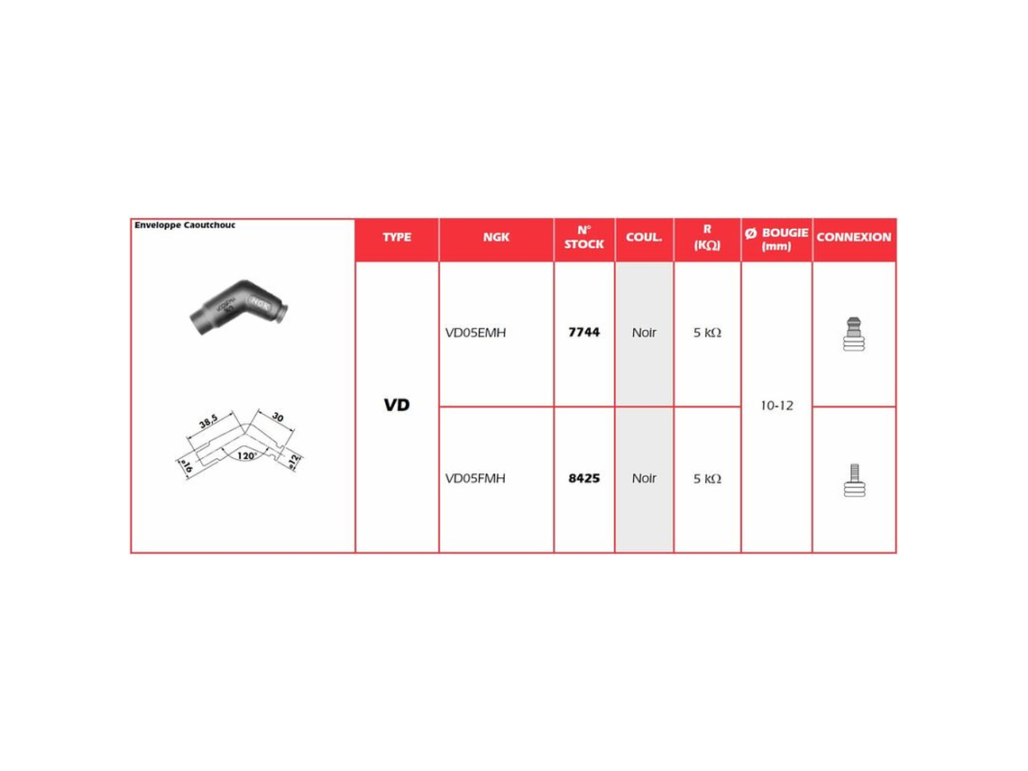 Cachimbo de Vela de Ignição NGK VD05FMH - 8425 2