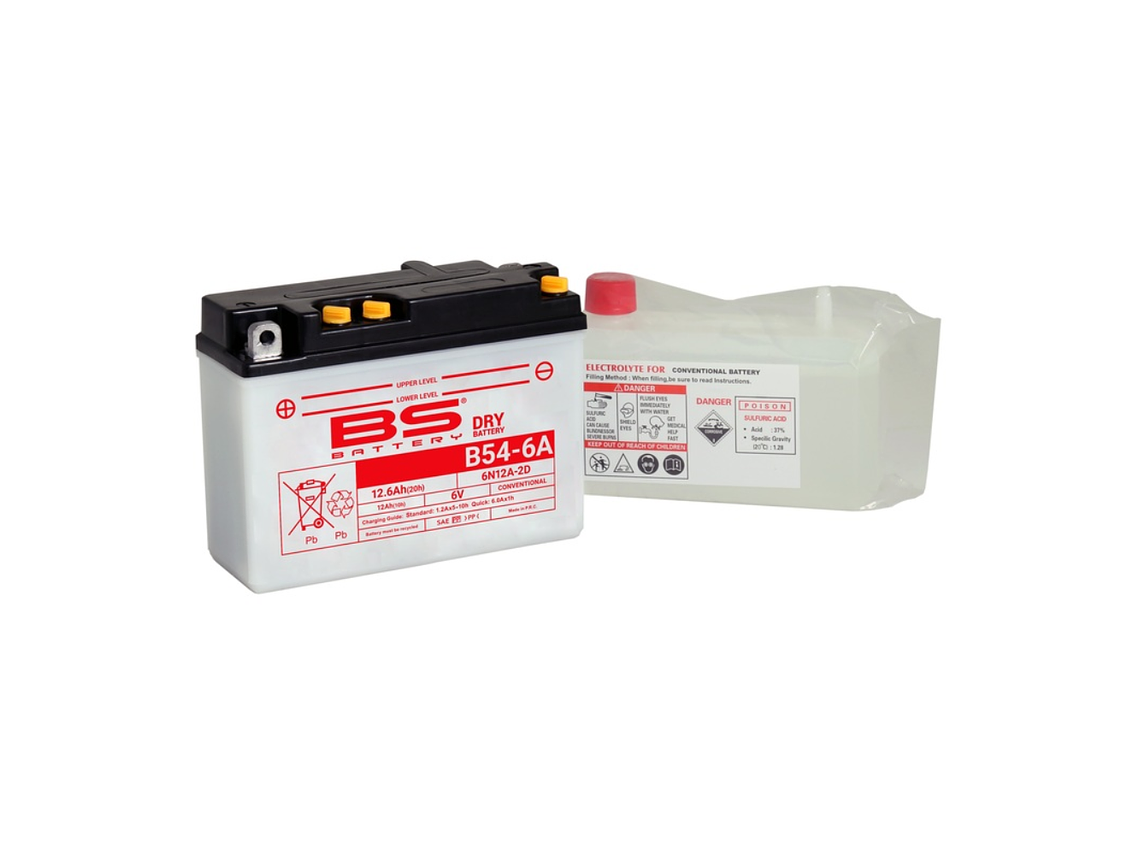 Bateria BS B54-6A (6N12A-2D) C/ Eletrólitos - 310504 - BS Battery  1
