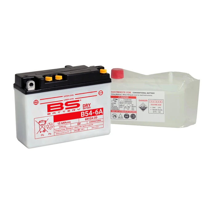 Bateria BS B54-6A (6N12A-2D) C/ Eletrólitos - 310504 - BS Battery  1