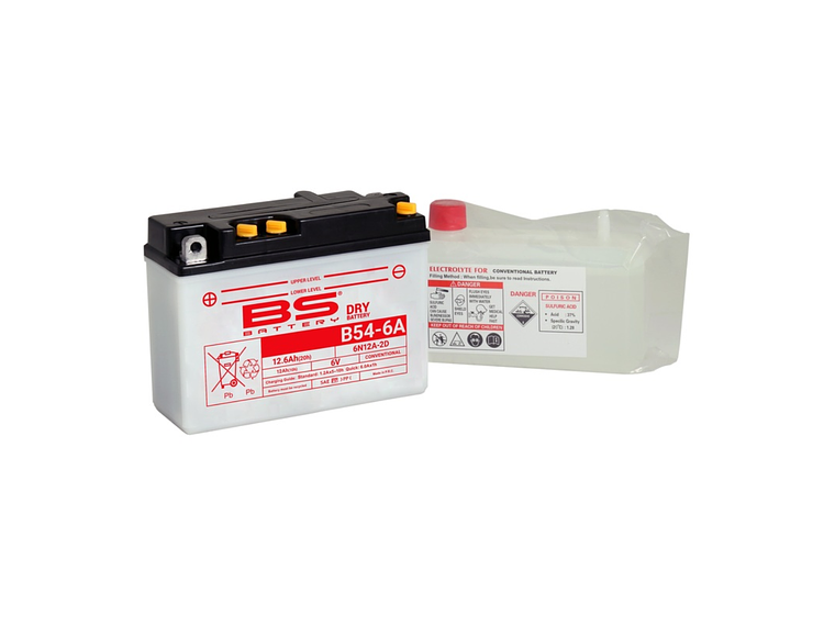 Bateria BS B54-6A (6N12A-2D) C/ Eletrólitos - 310504 - BS Battery  1