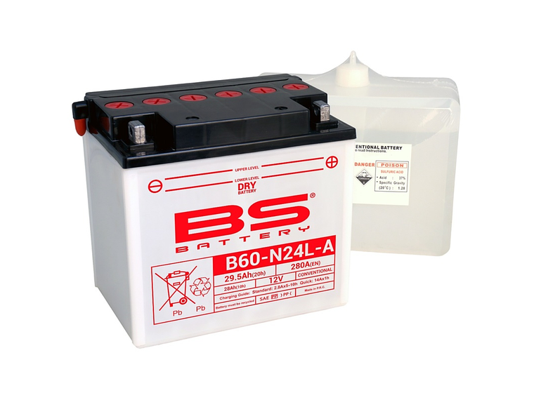 Bateria BS B60-N24L-A C/ Eletrólitos - 310658 - BS Battery 1