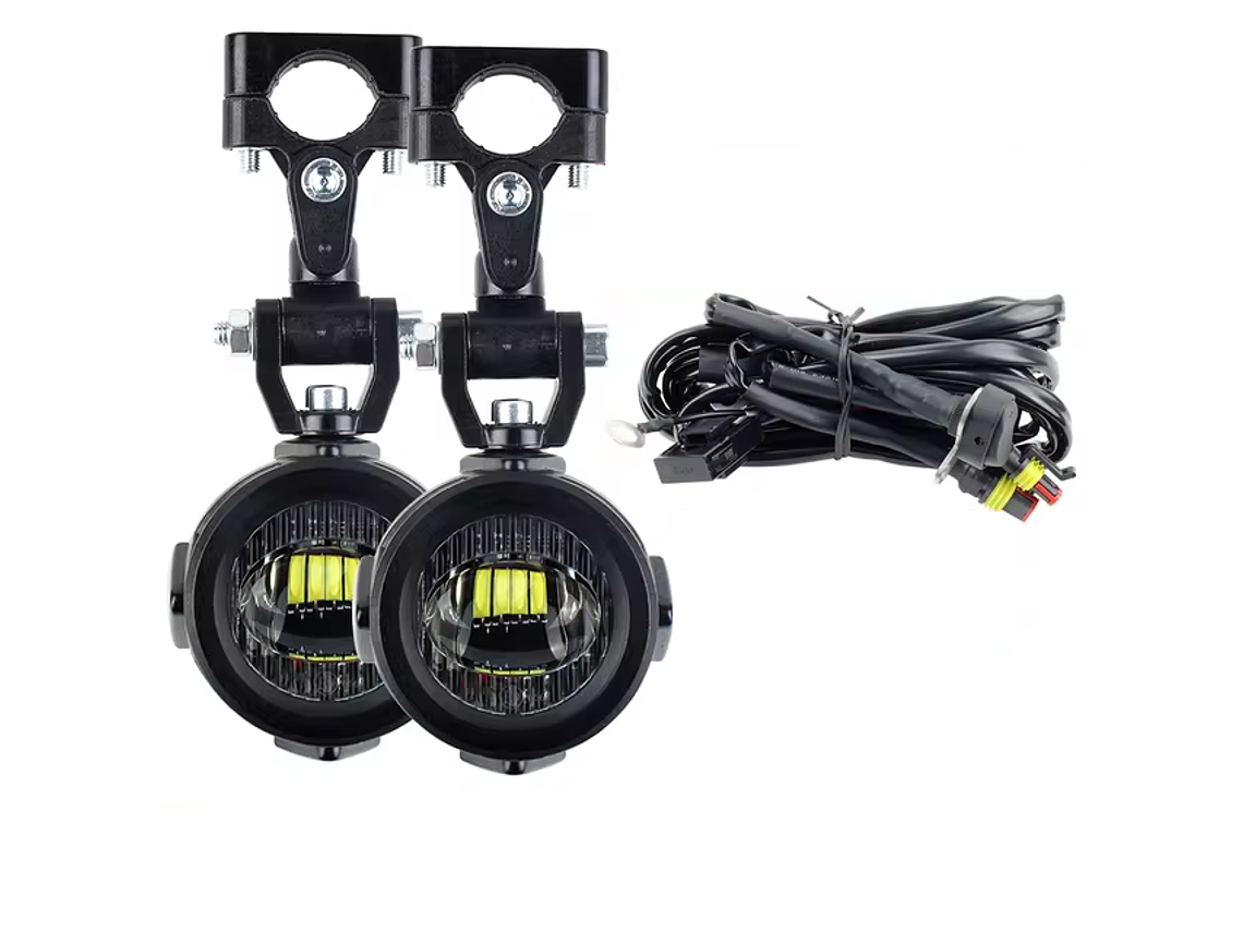 Faróis Auxiliares LED para Mota Homologados c/ Ficha de Ligação 1