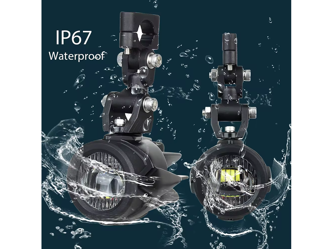 Faróis Auxiliares LED para Mota Homologados c/ Ficha de Ligação 5