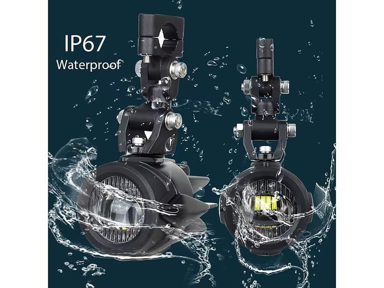 Faróis Auxiliares LED para Mota Homologados c/ Ficha de Ligação 5