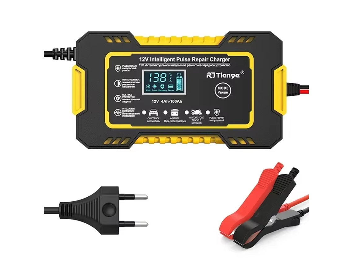 Carregador de Baterias para Carro e Mota 12V 1