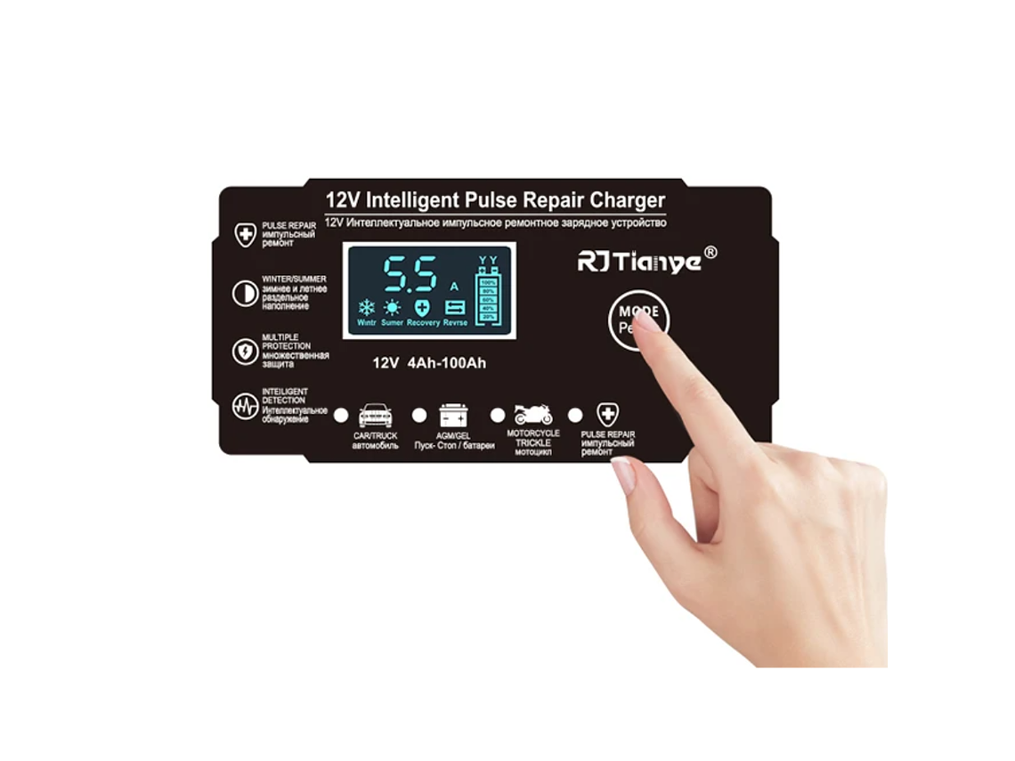 Carregador de Baterias para Carro e Mota 12V 2