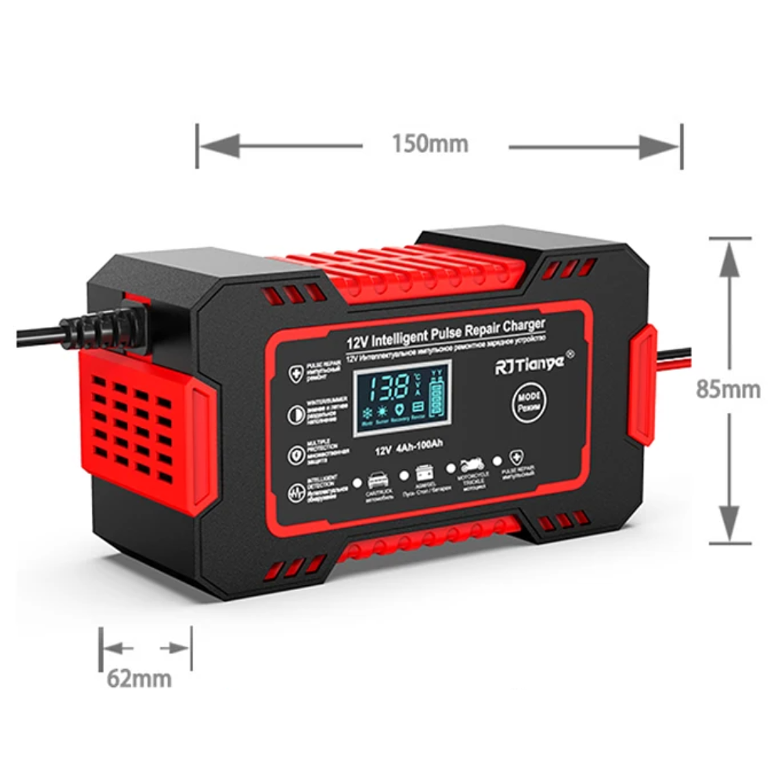 Carregador de Baterias para Carro e Mota 12V 3