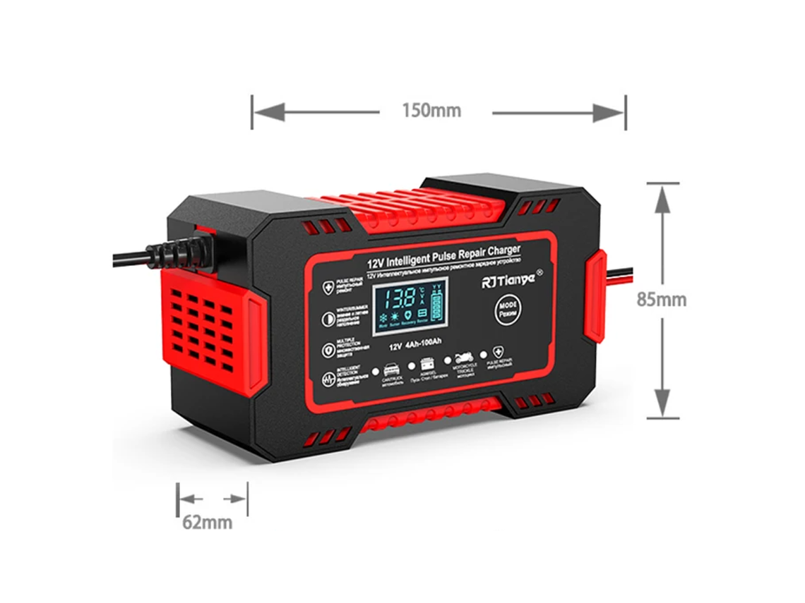 Carregador de Baterias para Carro e Mota 12V 3