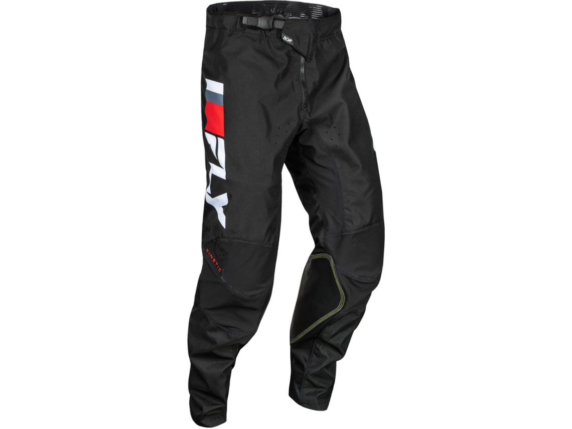Calças Fly Racing Kinetic Prix - Vermelho/Cinza/Branco  1