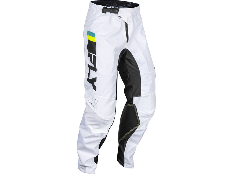 Calças Fly Racing Kinetic Prix - Branco/Preto/Amarelo Neón  1