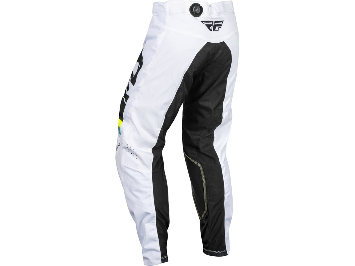 Calças Fly Racing Kinetic Prix - Branco/Preto/Amarelo Neón  2