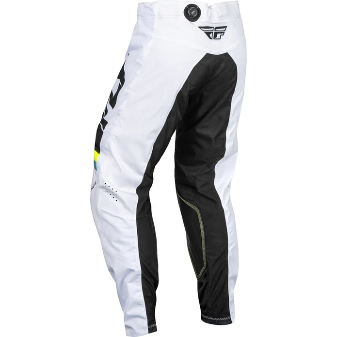 Calças Fly Racing Kinetic Prix - Branco/Preto/Amarelo Neón  2