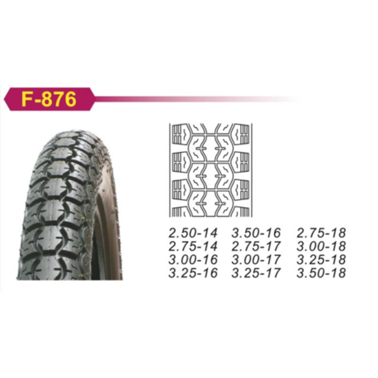 Pneu 3.50-16 F876 + Câmara Ar - CEWA 