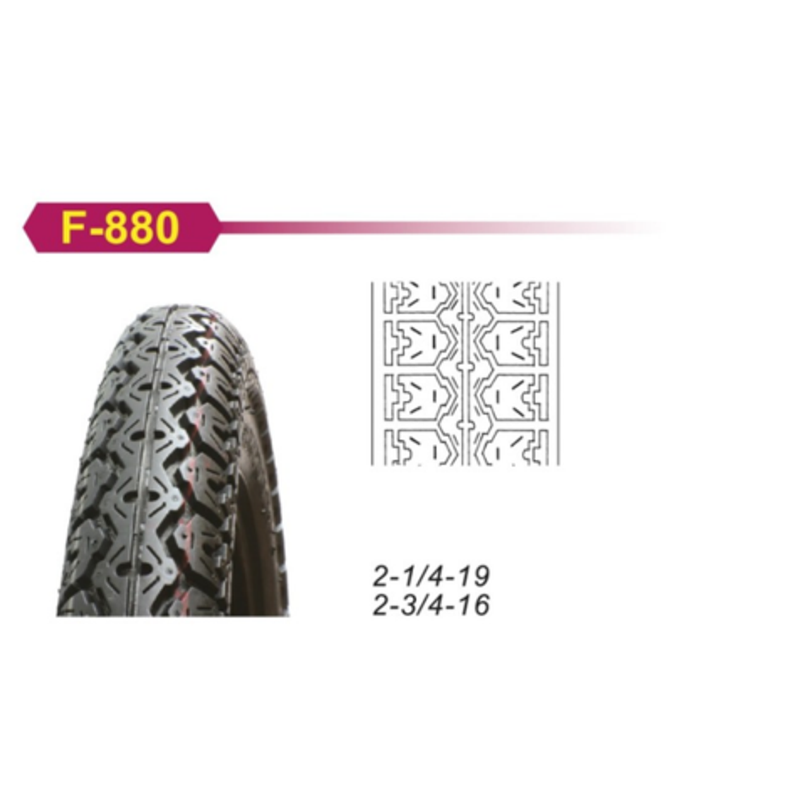 Pneu 2.25-19 F880 + Câmara Ar - CEWA  1