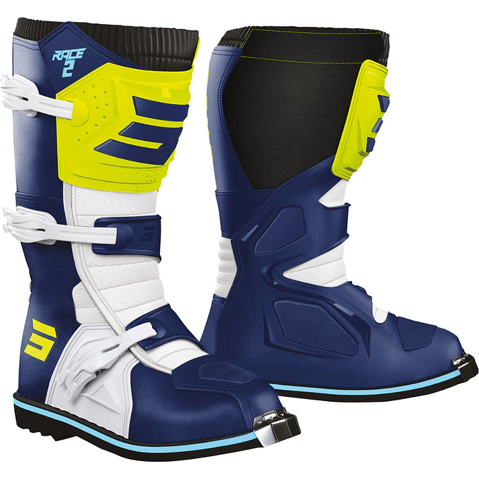 Botas Criança RACE 2 Azuis / Amarelas Neon SHOT  1