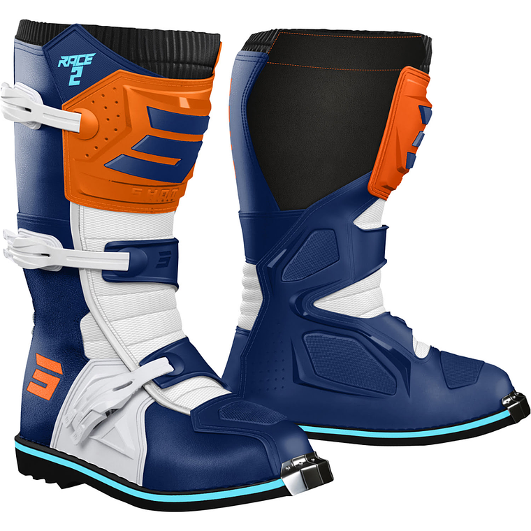 Botas Criança RACE 2 Azuis / Laranjas Neon SHOT  1