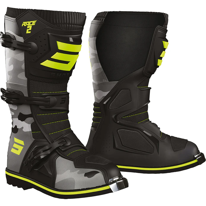 Botas Criança RACE 2 Camo / Amarelos Neon SHOT  1