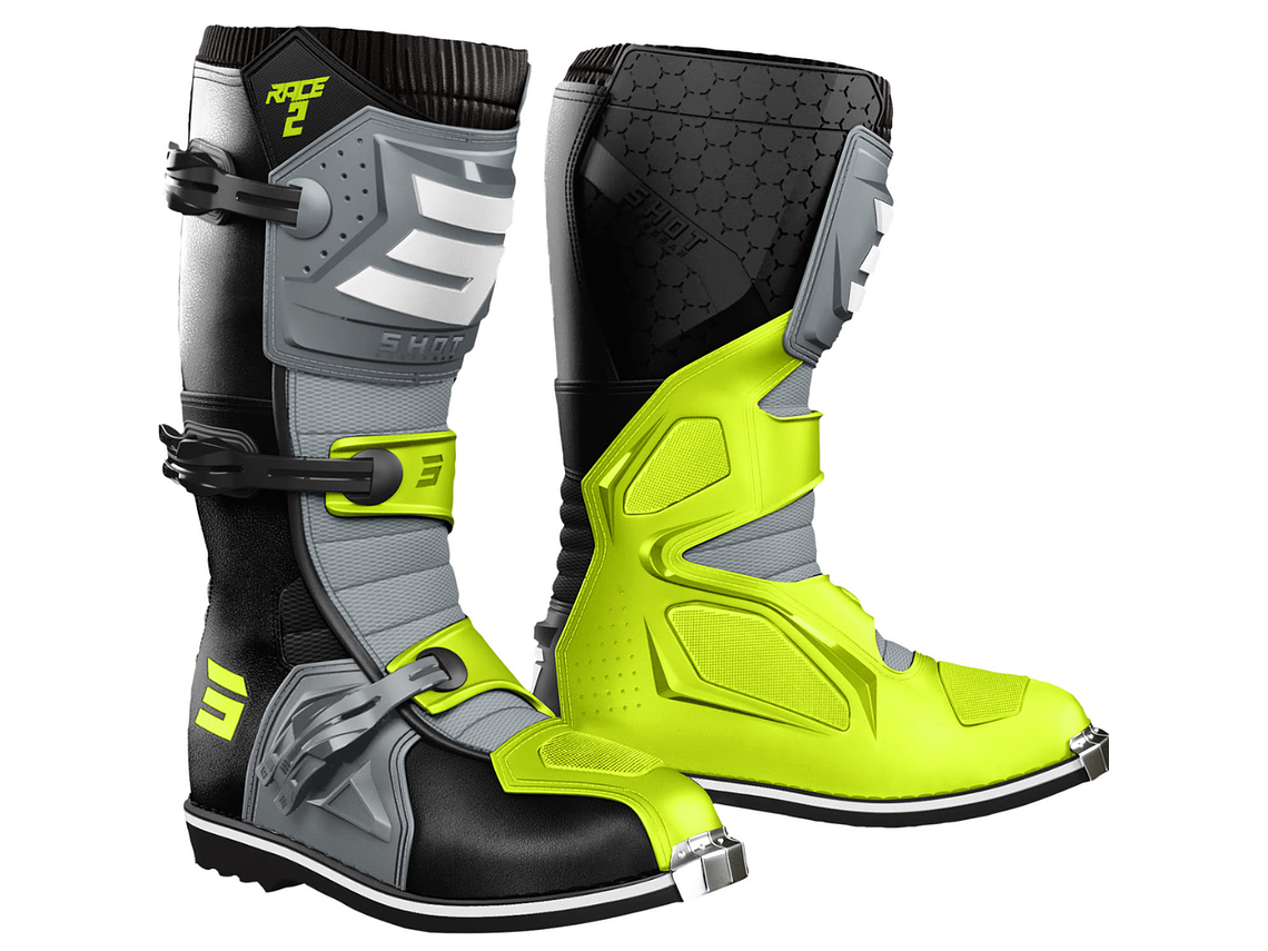 Botas RACE 2 Pretas / Cinza / Amarelas SHOT  1