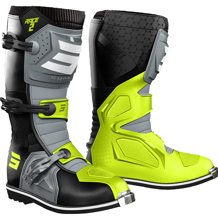 Botas RACE 2 Pretas / Cinza / Amarelas SHOT  1