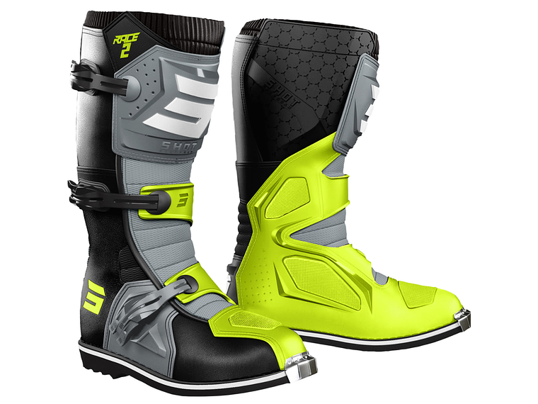 Botas RACE 2 Pretas / Cinza / Amarelas SHOT  1