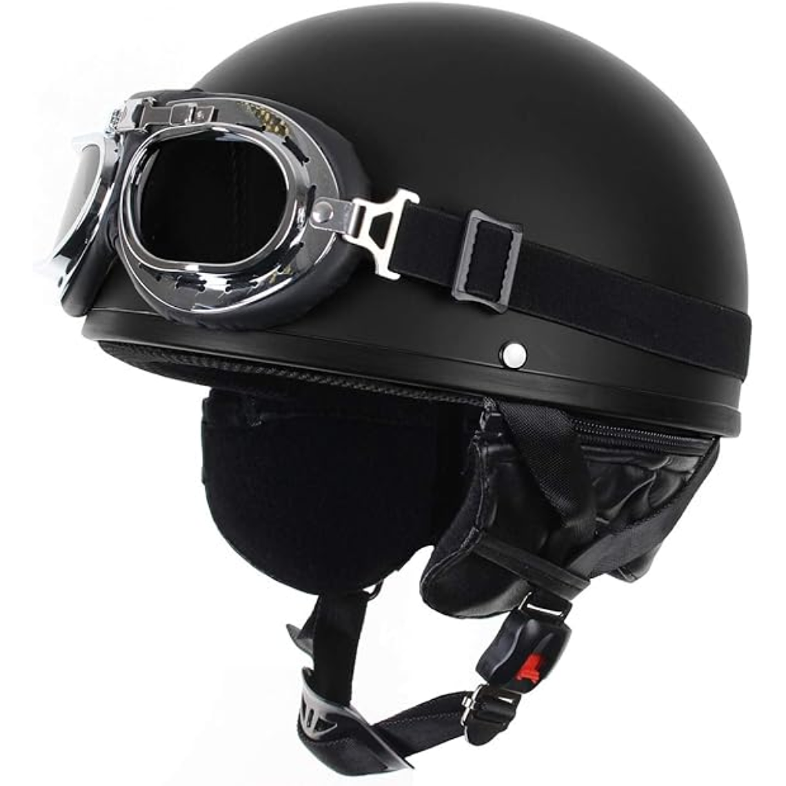 Capacete Clássico/Vintage Preto c/ Óculos  1